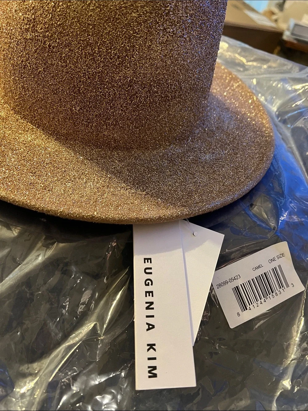 Eugenia Kim Glitter Fedora Hat - Rose Gold Sparkle